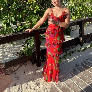 Nasty Gal Red Floral Maxi Dress